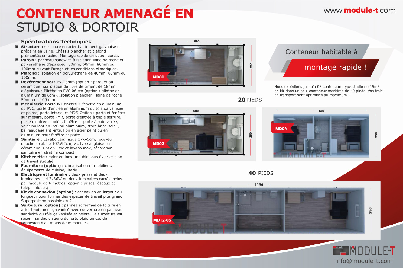 Conteneur Amenage En Studio & Dortoir