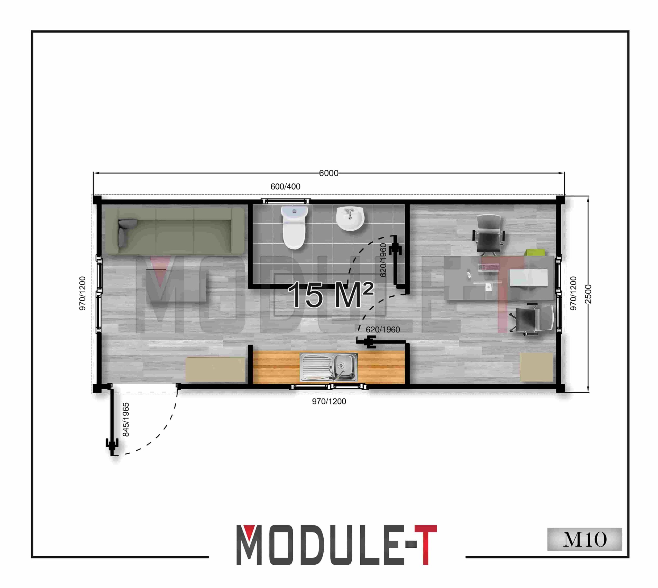 bureau container 15,00M2