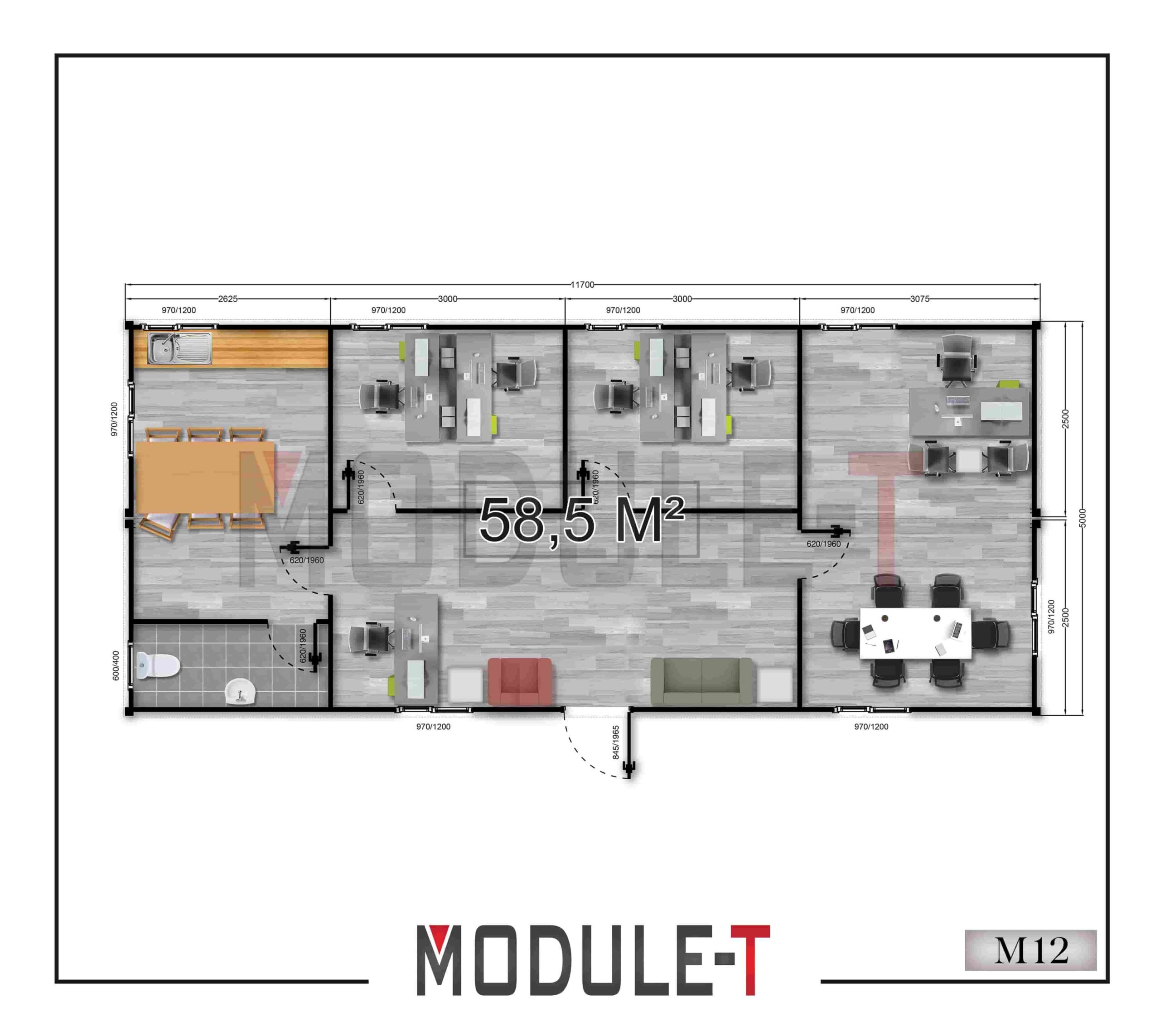 Batiment modulaire bureau 58,50M2