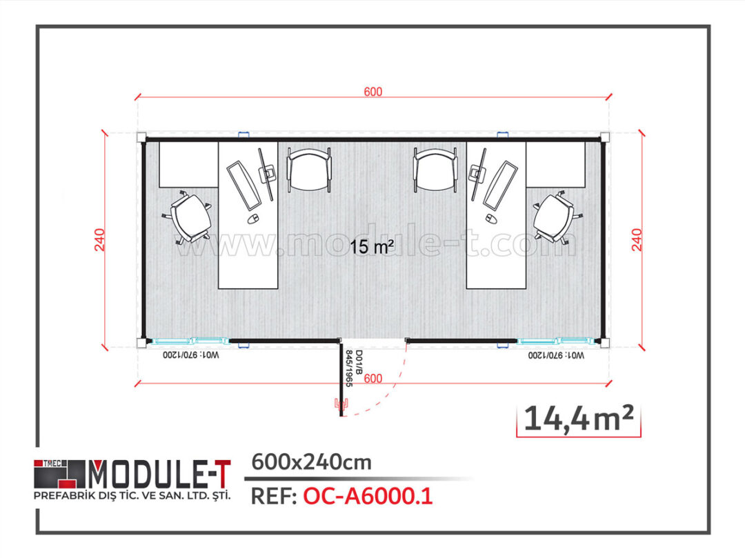 Container bureau 20 pieds