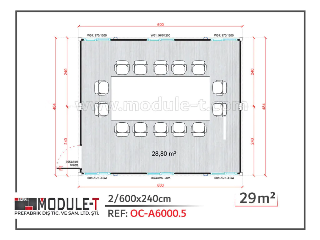 Module-T | Bungalow bureau double