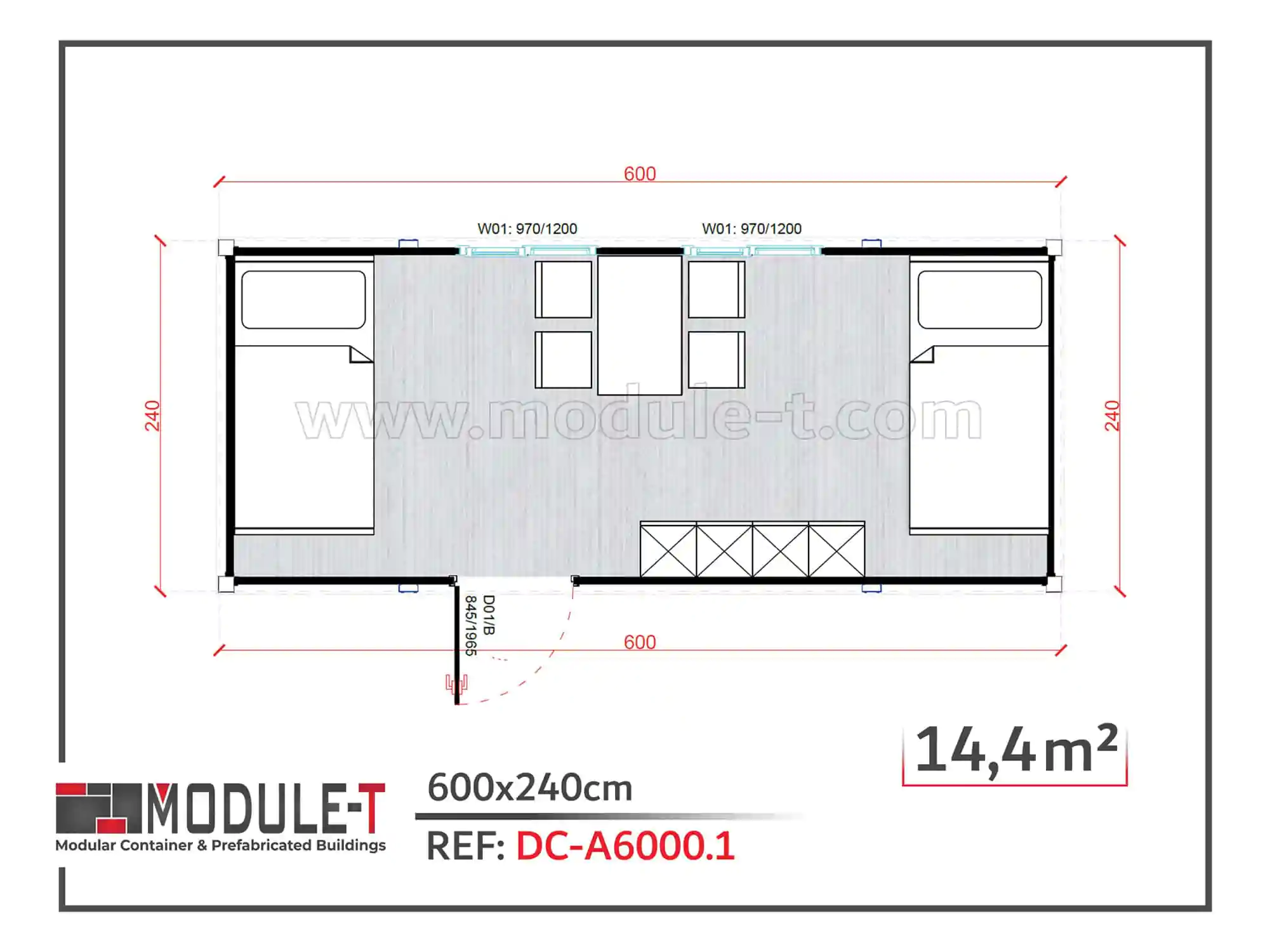 Module-T | Bungalow de chantier en kit