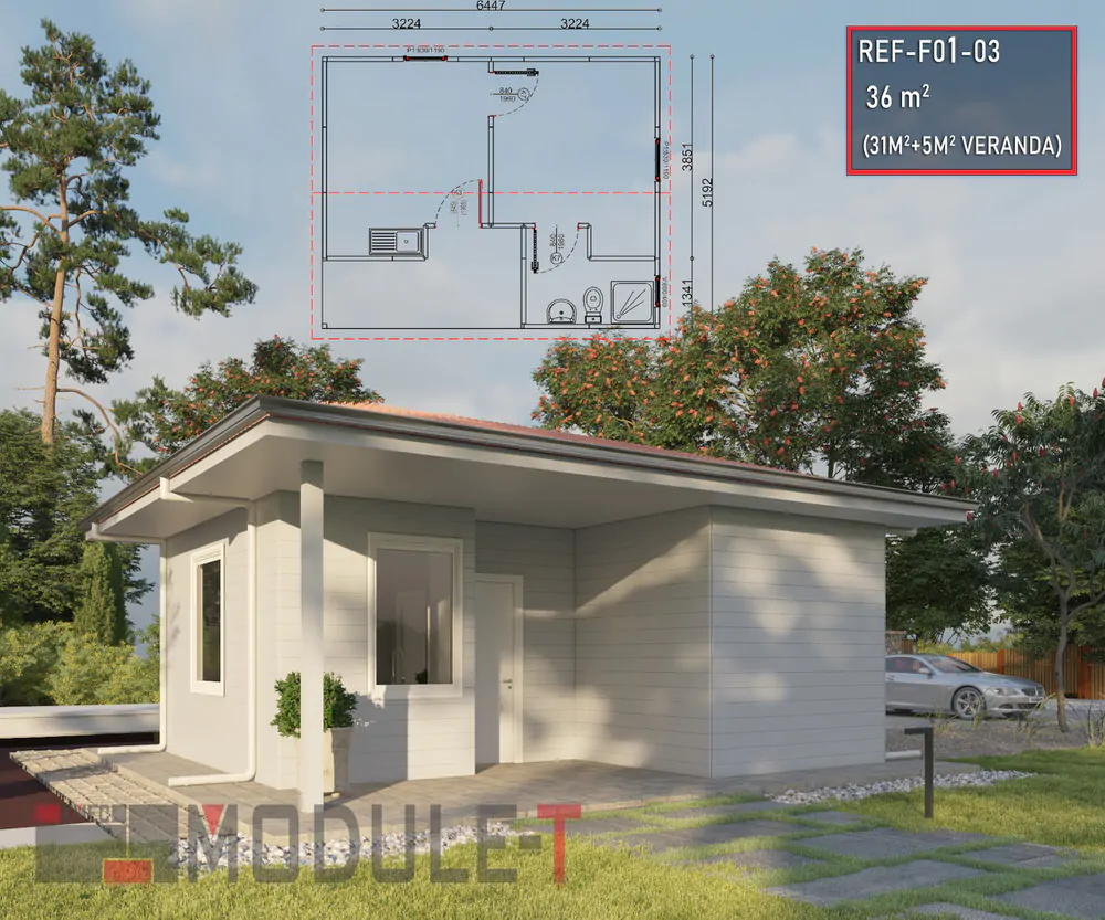 Module-T | Casa Prefabricada Tipo Estudio Y Una Habitación