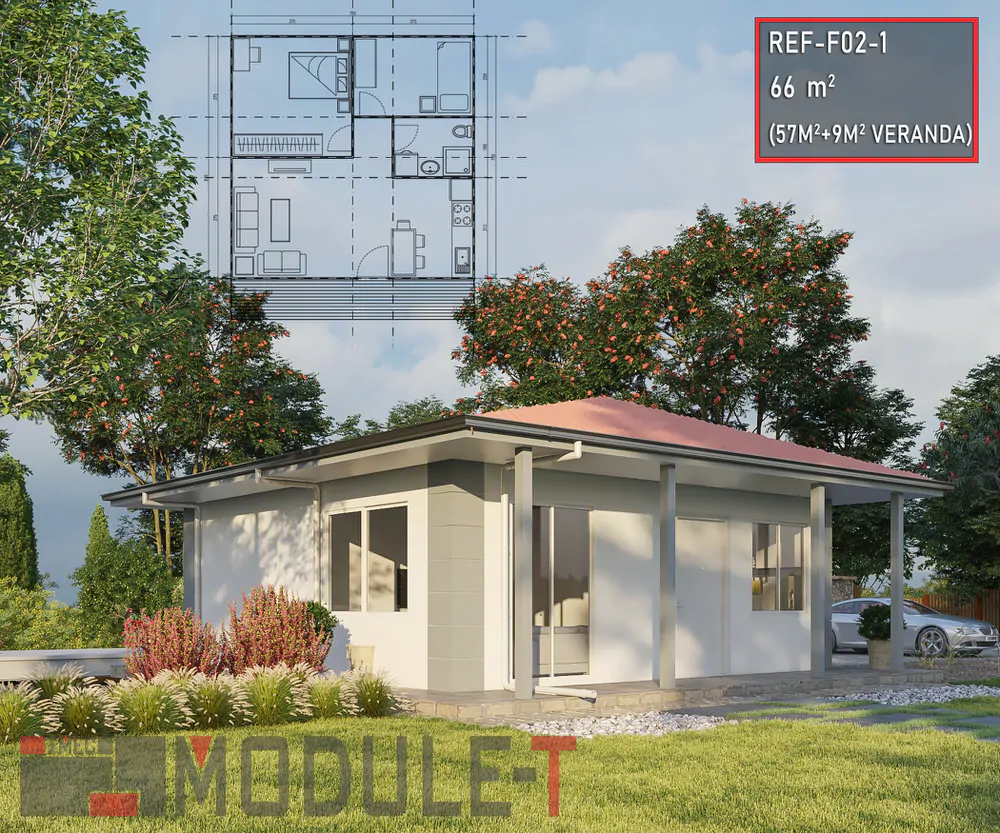 Module-T | Maison Préfabriquée 2 Chambres
