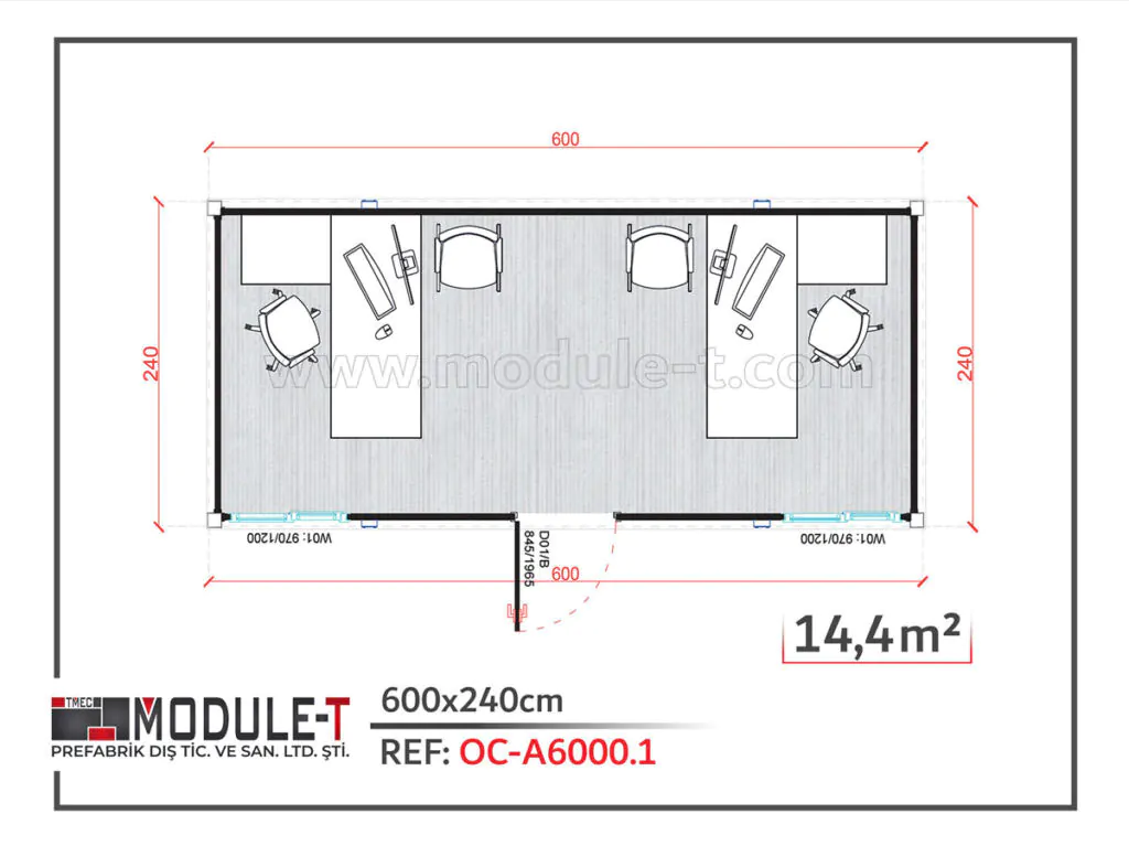 Module-T | Bungalow de chantier en kit