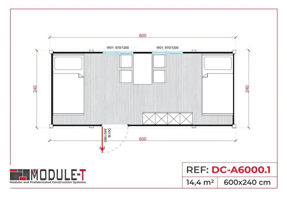 Module-T | Bungalow de chantier en kit